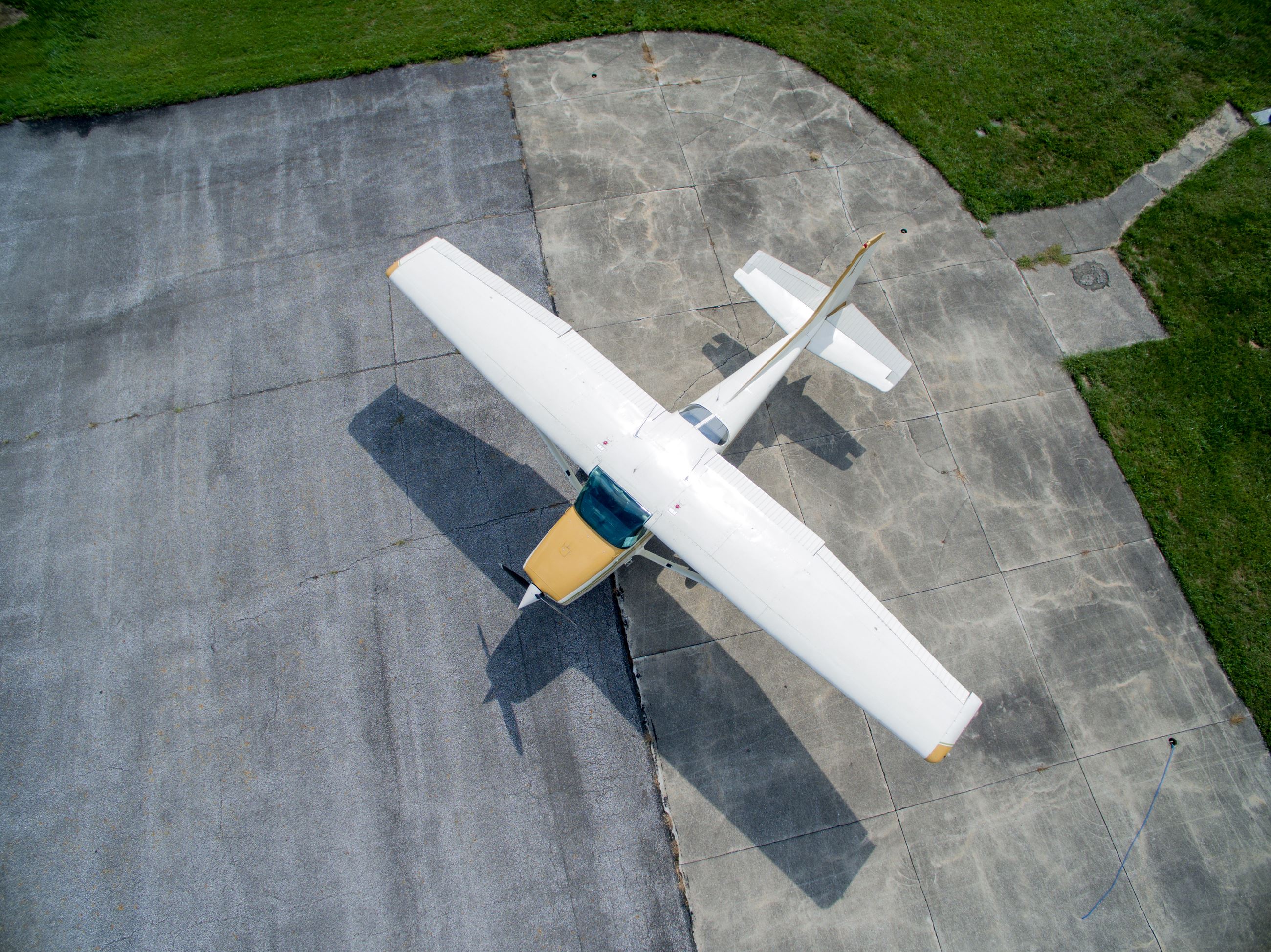 Yellow and white airplane