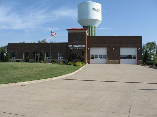 Wadsworth Fire Station Number 2 With Water Tower Standing Behind