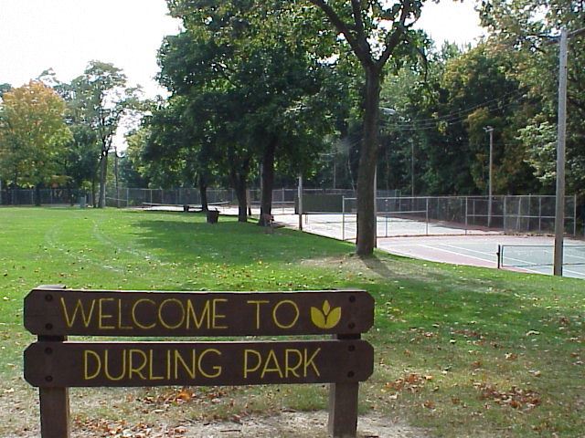 Durling Park Welcome Sign and Tennis Courts