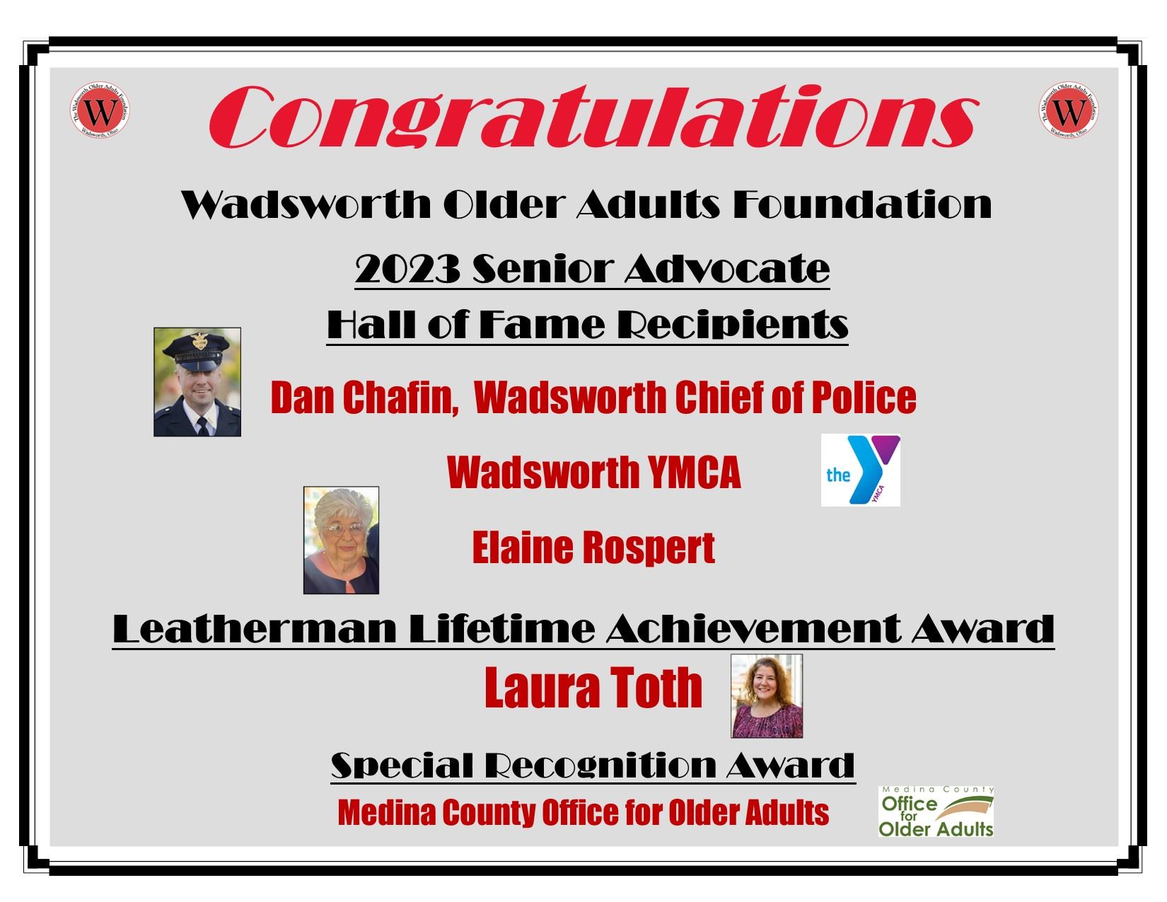 2024 HOF - Congratulations Recipients of 2023 Senior Advocate HOF