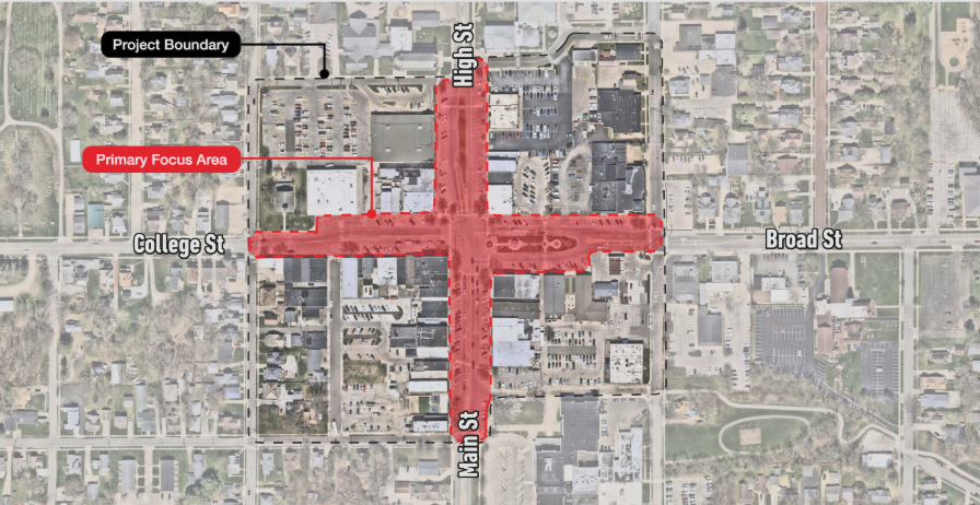 Downtown infrastructure Project Boundary Map