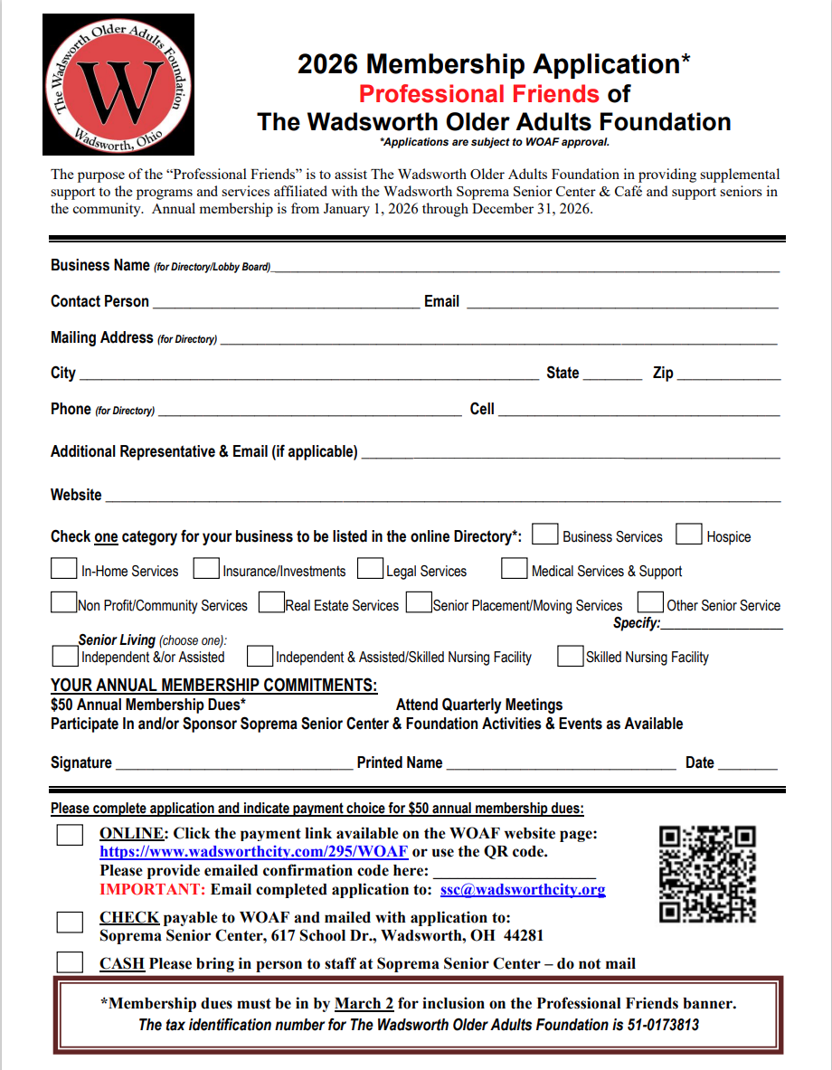 Professional Friends Application 2026