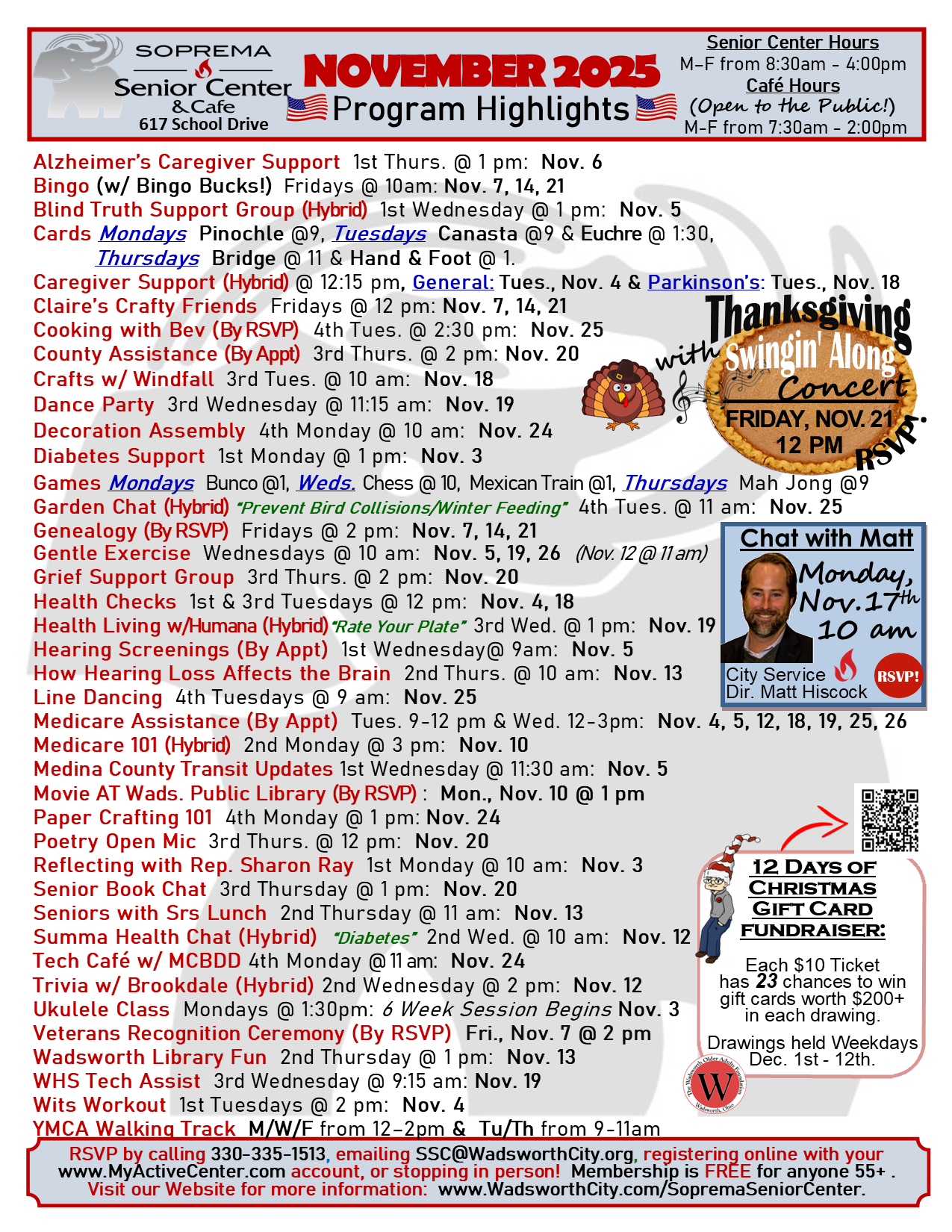 Monthly Program Highlights for November 2025