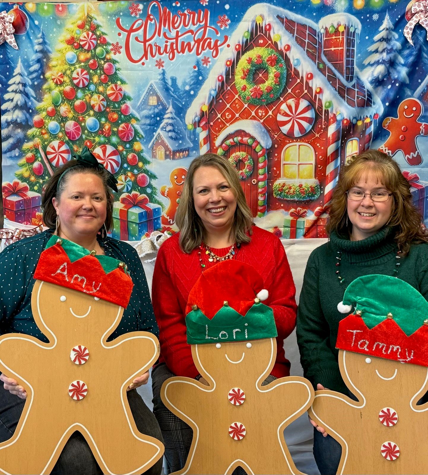 Staff pic Amy Lori Tammy for Christmas Greeting pic
